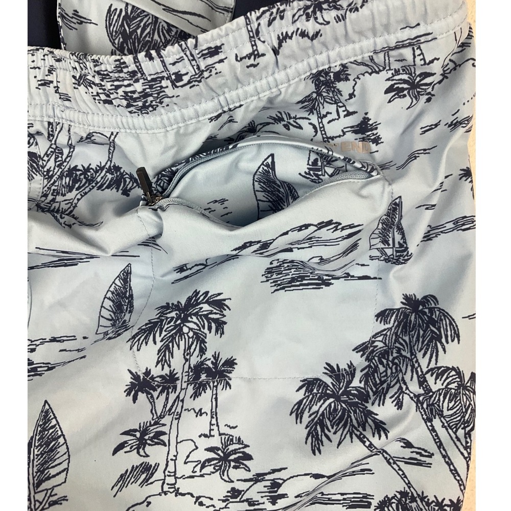 Lands End Mens XL Swim Trunks Blue Island Palm Tree‎ Sailboat UPF 50 NWT M24 - Picture 7 of 11